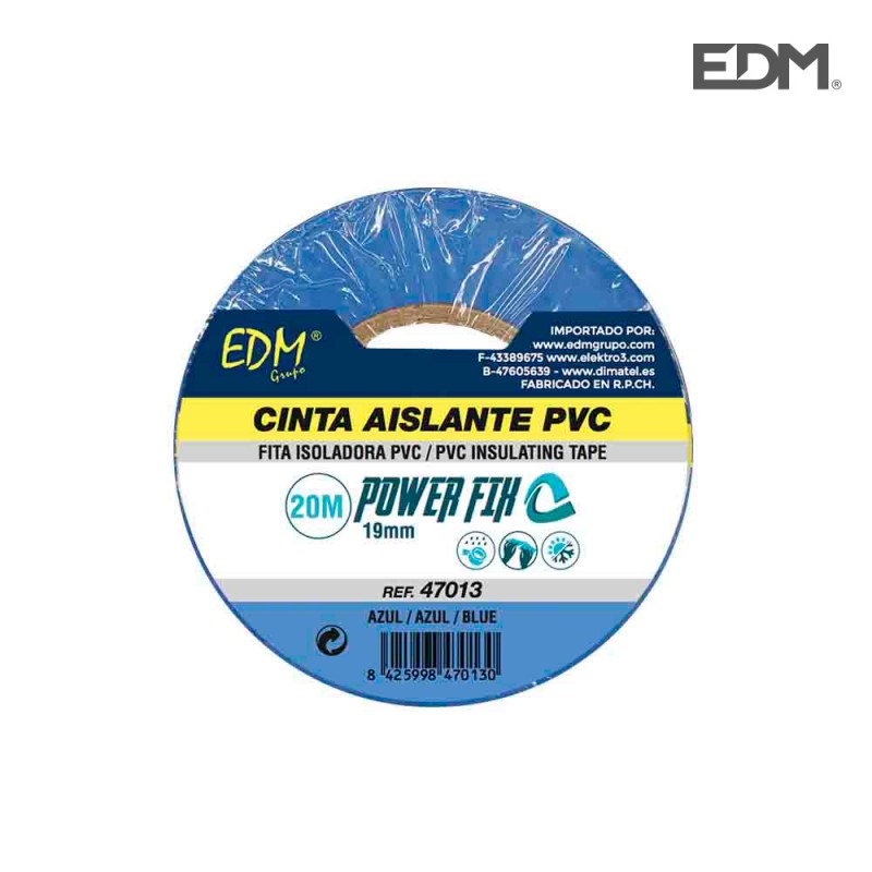 Cinta aïllant 20m x19mm blau edm