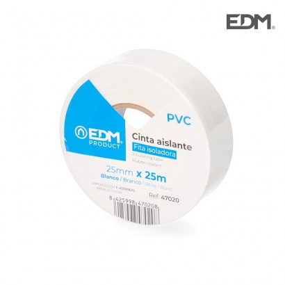 Cinta aïllant 25m x 25mm blanca edm 