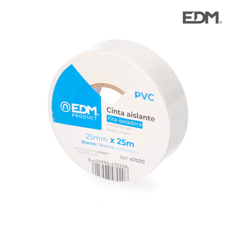 Cinta aïllant 25m x 25mm blanca edm 