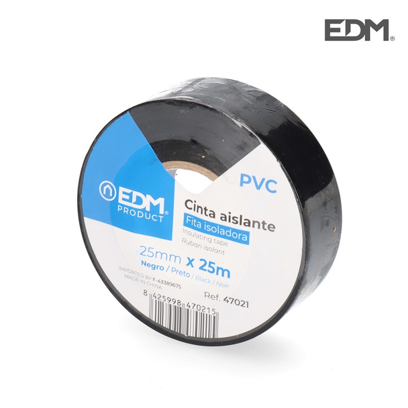 Cinta aislante 25m x 25 mm negra edm