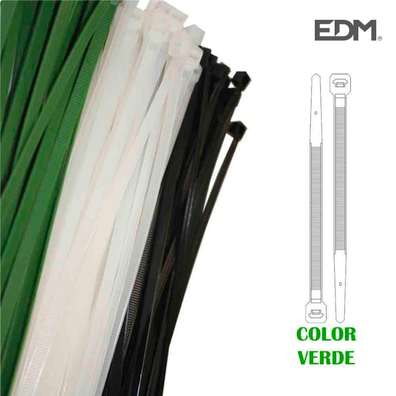 Bridas verdes 150x3,5 mm (bolsa 100 uni)