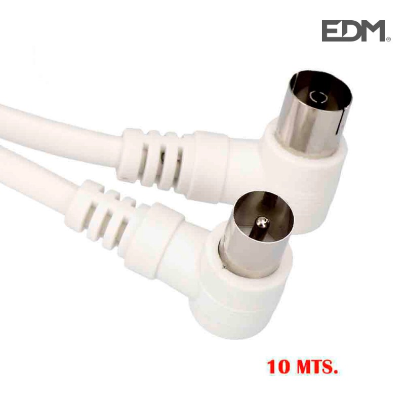 Prolongacion tv acodada 9,5mm 10m envasada blanca