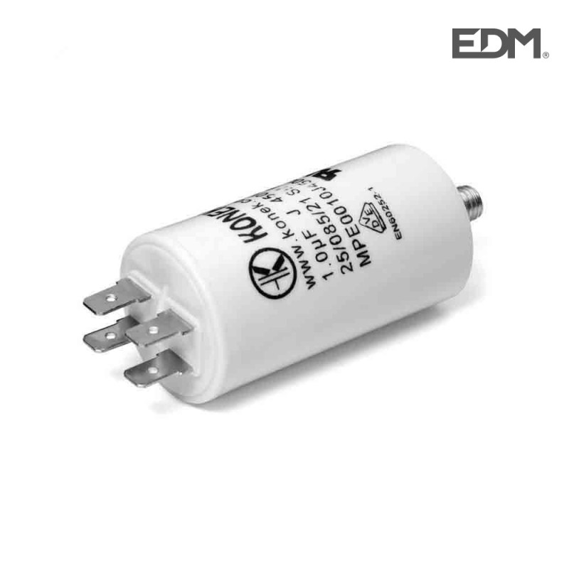 Condensador  mka 25mf/5% 450 v 40x94 amb espiga m8 i faston doble  