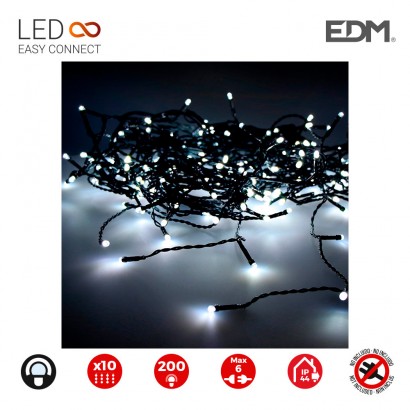Cortina easy connect 2x2mts 10 tires 200 leds blanc fred 30v (interior-exterior) edm total 3.2w 