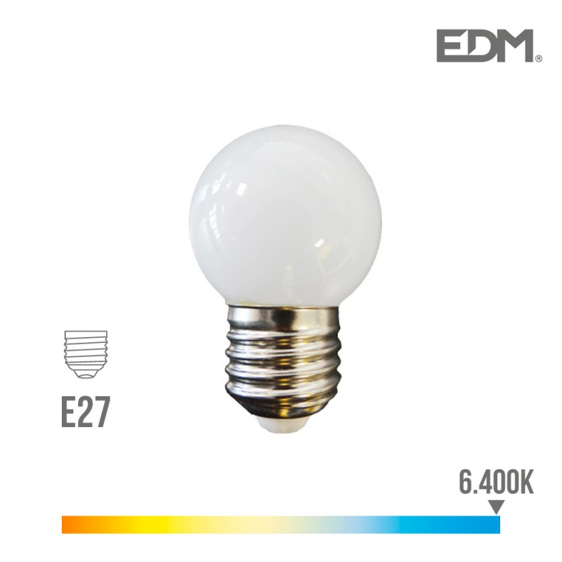 Bombeta esferica led  e27 1,5w  80 lm 6400k llum freda edm 