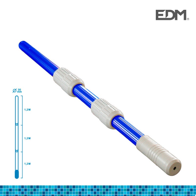 Perxa telescòpica diàm.41mm mànec 3 parts de 1.20mts (plegat 1.3mts) amb tub d'alumini 0.30mm 