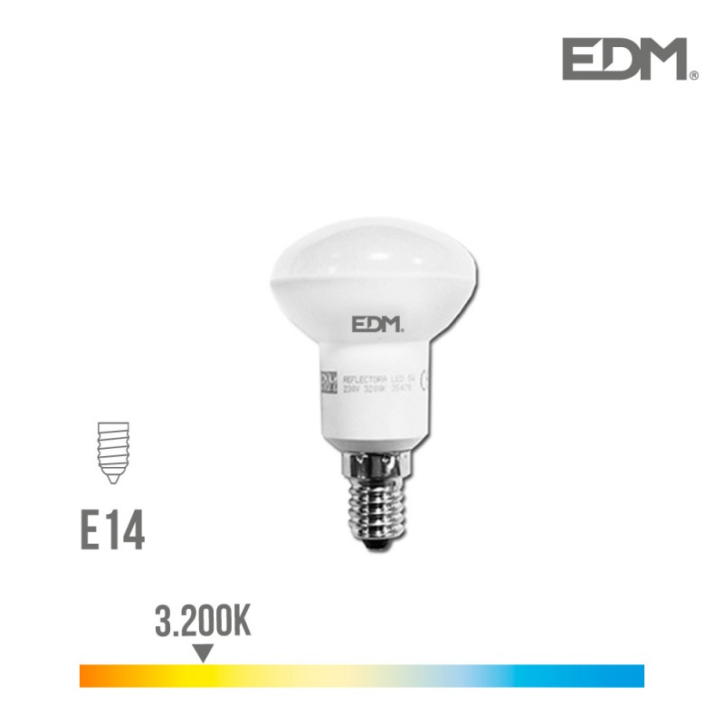 Bombeta reflectora led r50 e14 5w 350 lm 3200k llum càlida edm 