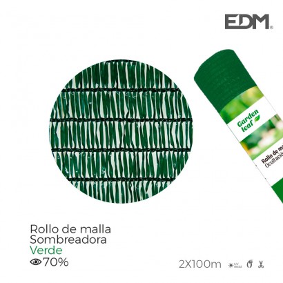 Rollo malla  verde 70% 2x100mts