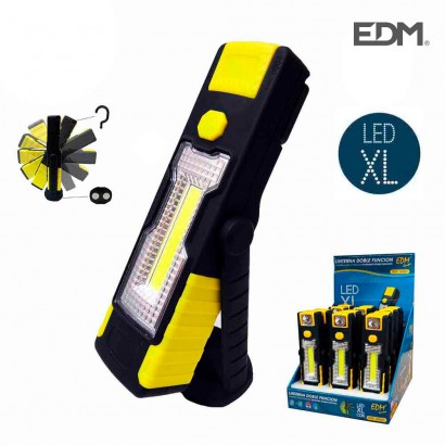 Llanterna led cob xl doble funció 1 led x 3w i 1 led x1w amb ganxo i imàn 