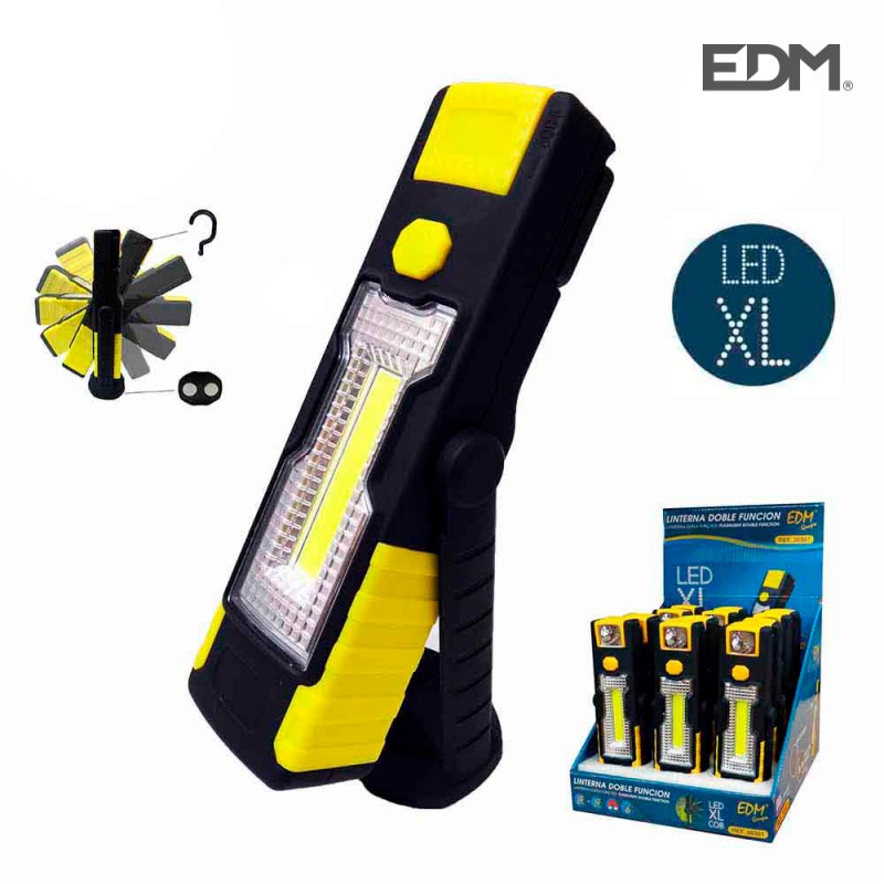 Linterna led cob xl  doble funcion 1led x 3w y 1 led x1w con gancho e iman