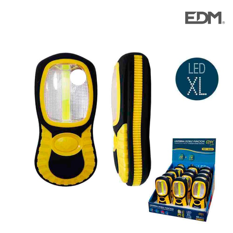 Llanterna led cob xl doble funció 1 led xl x 3w i 3 led x 1w amb ganxo i imàn 