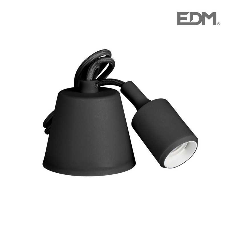 Colgante de silicona e27 60w negro (98,4 cm) edm