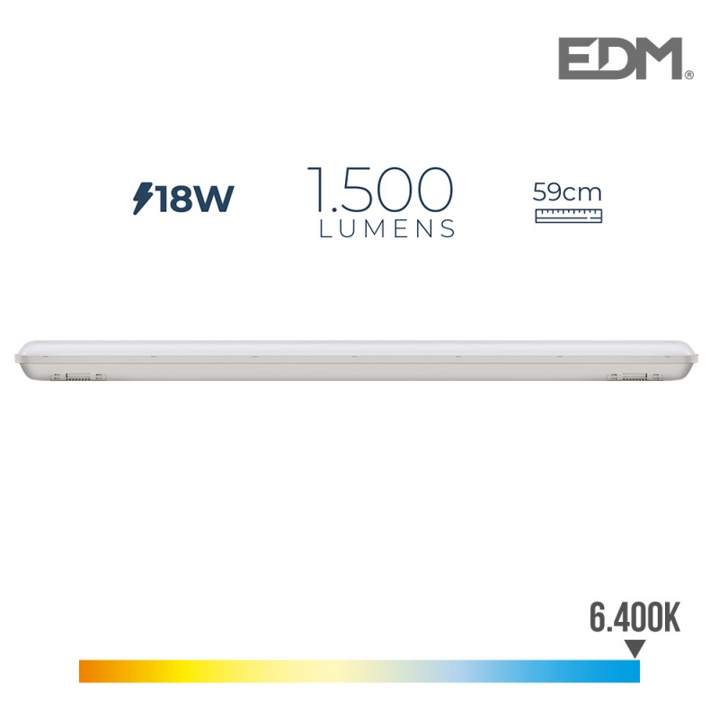 Regleta estanca led ip65 18w 1500 lumens 6.500k llum freda edm 