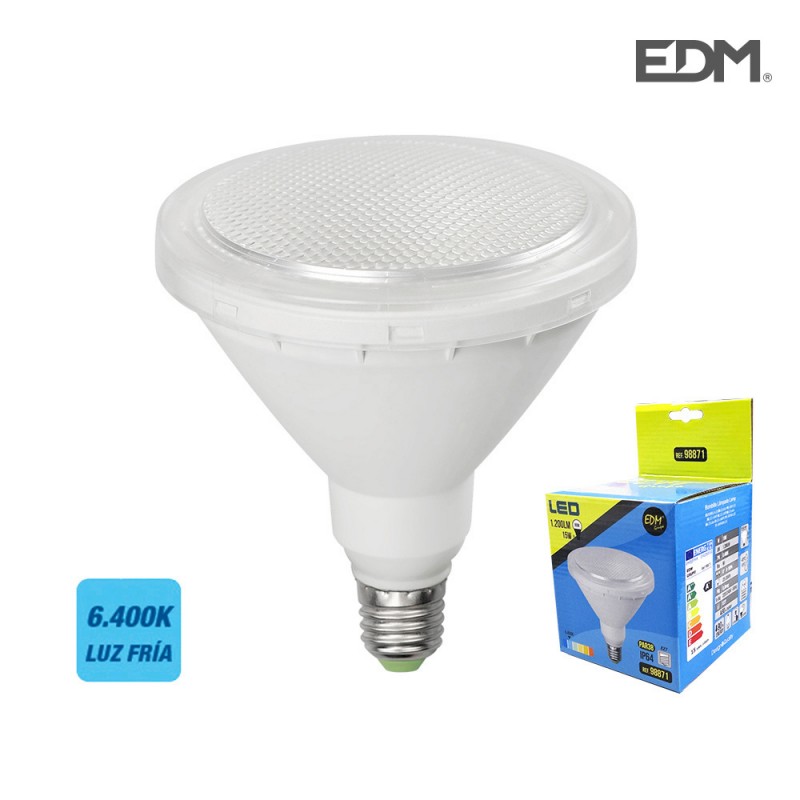Bombilla par38 led e27 15w 1200 lm 6400k luz fria ip64 edm