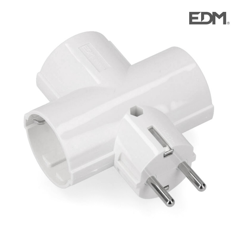 Clavija  triple  con baquelita envasado t/tl 16a 250v edm