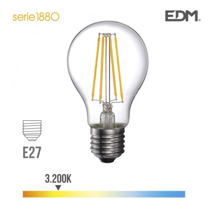 Bombeta standard filament de led e27 6w 800 lm 3200k llum càlida edm 