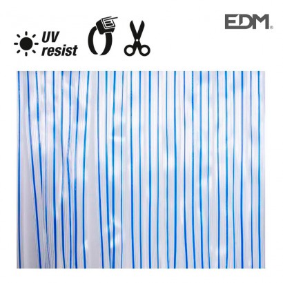 Cortina cinta transparente- azul  plastico 90x210cm 32 tiras edm