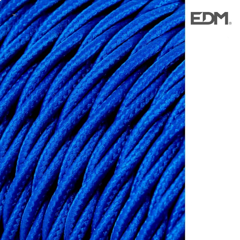 Cable textil trenzado 2x0,75mm c-75 azul seda 5m