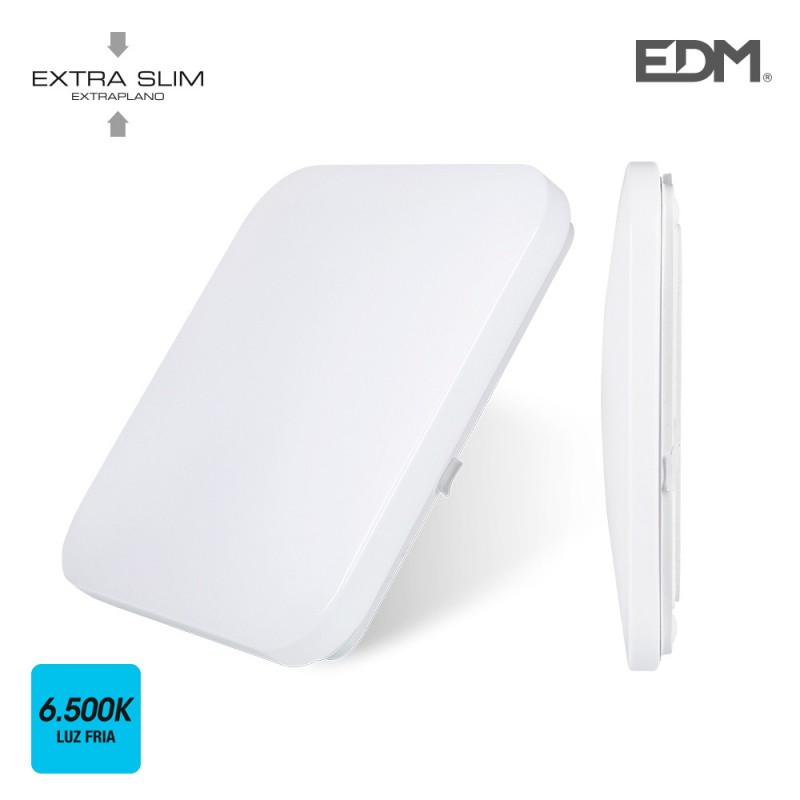 Aplique superficie led extraplano 18w 1.260 lumens 6.500k cuadrado 33x33x7,1cm edm