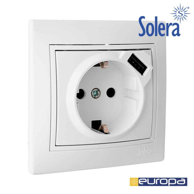 Base d'endoll 2p+t empotrable amb obturador 16a i usb solera 