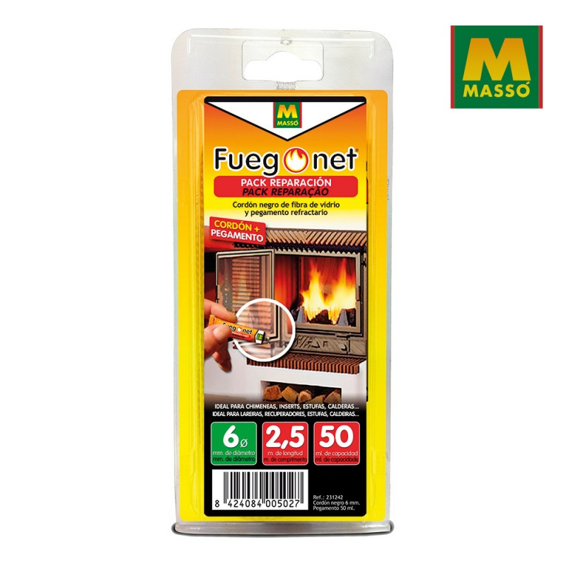 Kit reparacion: cordon aislante ø6+adhesivo 50ml - fuegonet