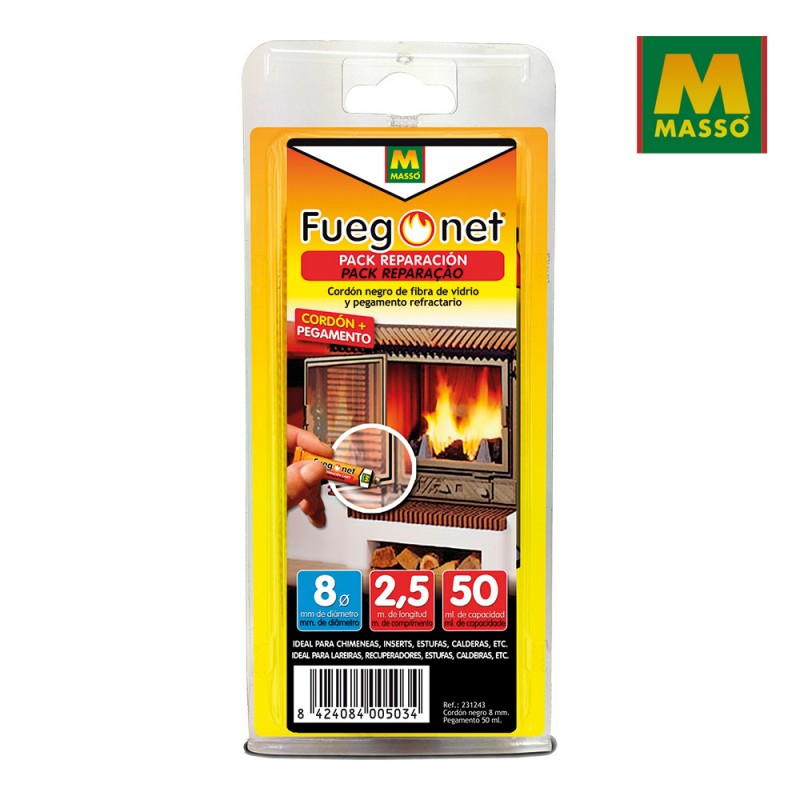 Kit reparacion: cordon aislante ø8+adhesivo 50ml - fuegonet