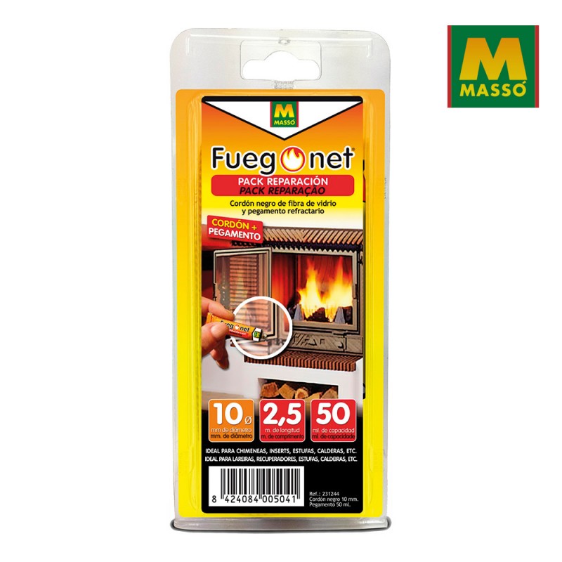 Kit reparacion: cordon aislante ø10+adhesivo 50ml - fuegonet