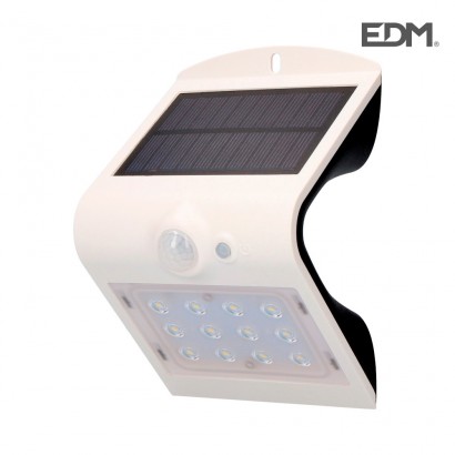 Aplic solar 1.5w 220 lumens recarregable amb sensor cos blanc edm 