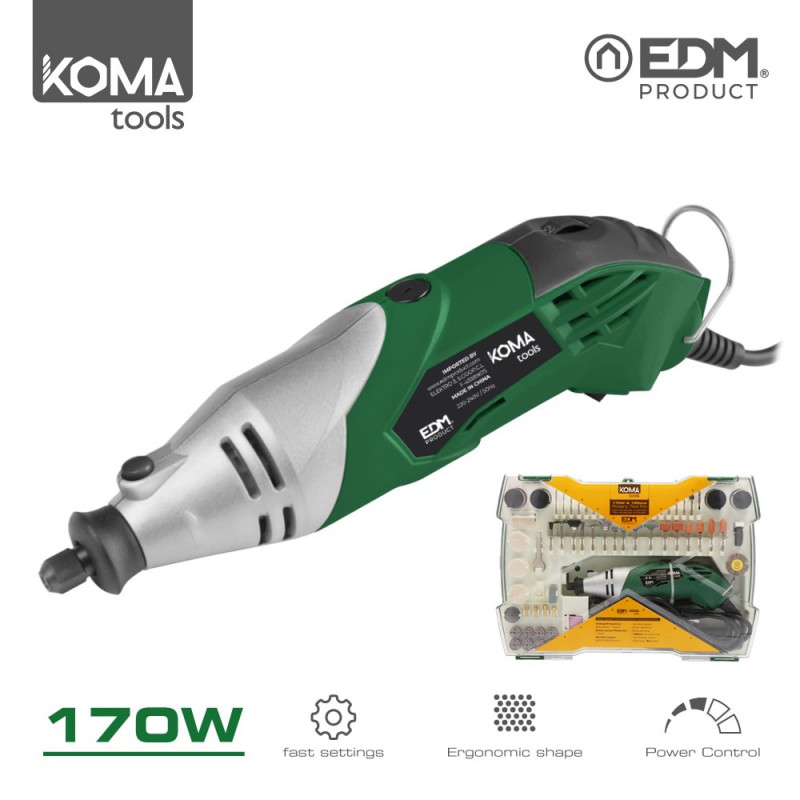 Mini herramienta multiusos rotativa de potencia 170w con accesorios koma tools edm