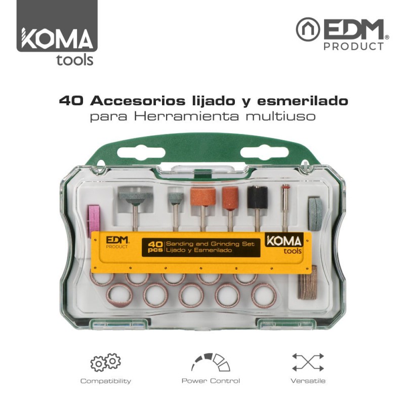 Set 40 accesorios koma tools para mini herramienta multiusos rotativa ref: 08709 edm