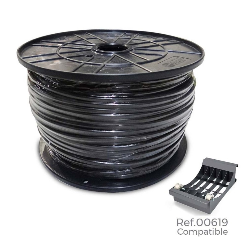 Carrete manguera acrilica 3x4mm negra 0,61kv bobina 100m (bobina grande ø400x200mm)