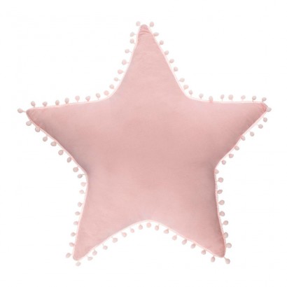 Coixí infantil rosa amb pompons model estrella 
