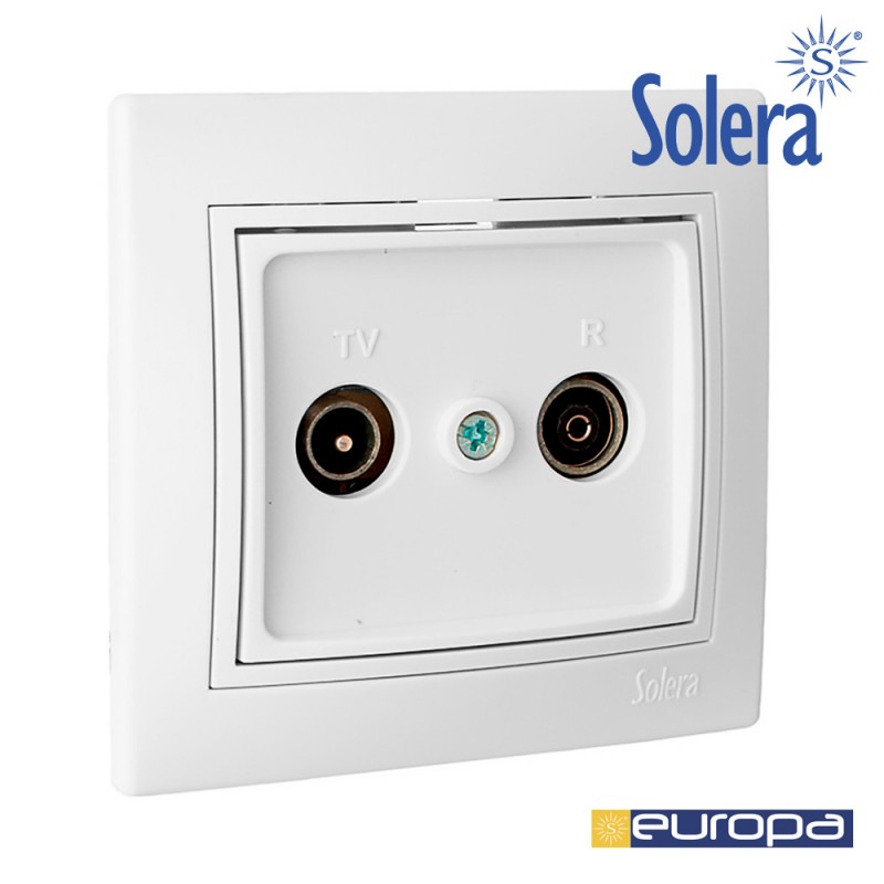 Toma de señal para tv y radio color blanco monobloc 83x81mm s. europa solera