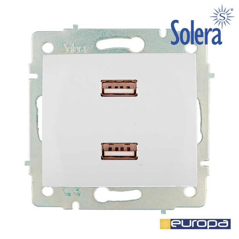 Cargador doble usb 230v 5v 4200ma blanco de empotrar erp2usb s.europa solera