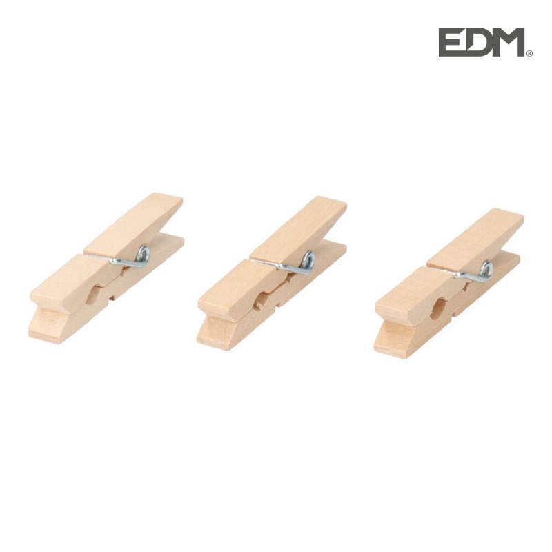 Pack 24 pinzas de madera 7cm edm