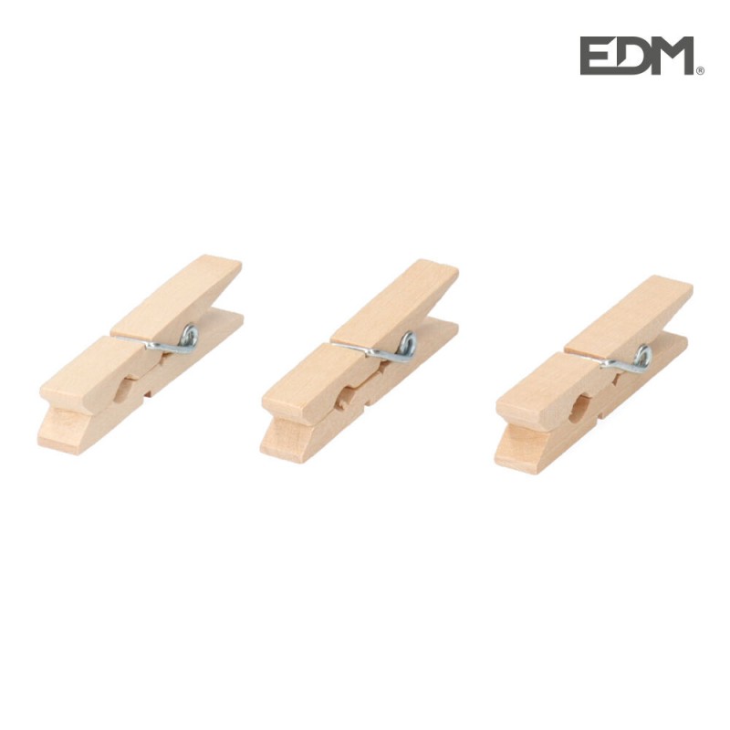 Pack 24 pinzas de madera 7cm edm