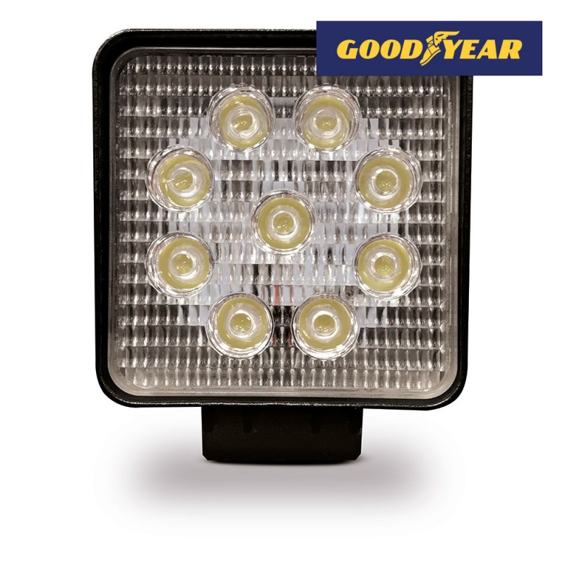 Faro de trabajo 9 led 2150 lm 10-80v 27w cuadrado 60º goodyear