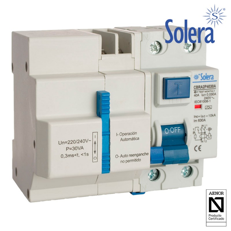 Int. diferencial 2p 40a 30ma ac c / reconnexió automàtica amb 3 temps . solera