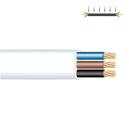 Carret mànega plana 3 x 1,00 mm² blanca, 20 m