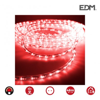 Tub flexiled led 2 vies multifunció 36 leds/metre vermell  (ip44 interior/exterior) edm.   euro/mts