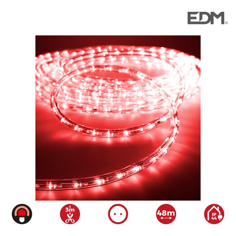 Tubo flexiled led 2 vias multifuncion 36leds/metro rojo  (ip44 interior-exterior) edm.   euro/mts