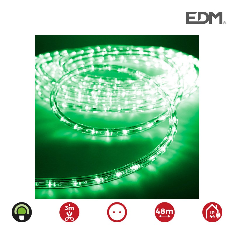 Tubo flexiled   led 2 vias multifuncion 36leds/mts verde  (ip44 interior-exterior) edm.   euro/mts