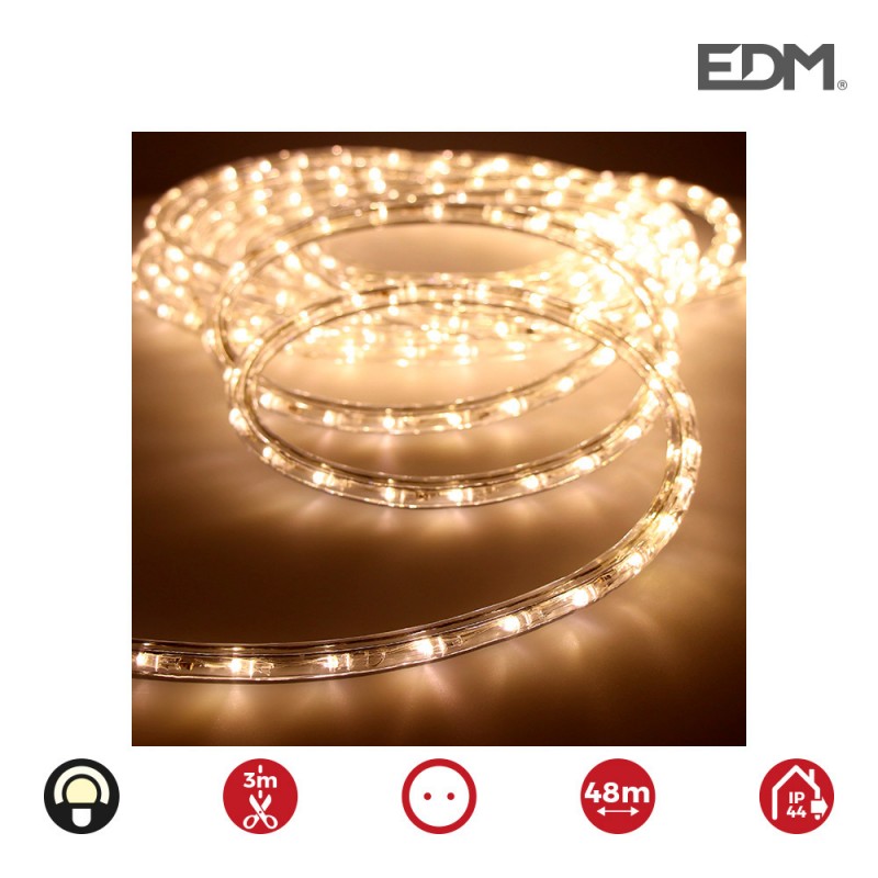 Tub flexiled led 2 vies multifunció 36 leds/metre blanc càlid   ip44  interior/exterior edm.  euro/mts