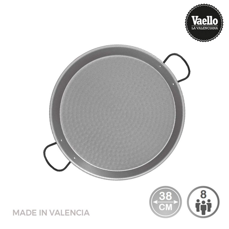 Paellera tradicional d'acer pulit ø38cm  (8 persones)