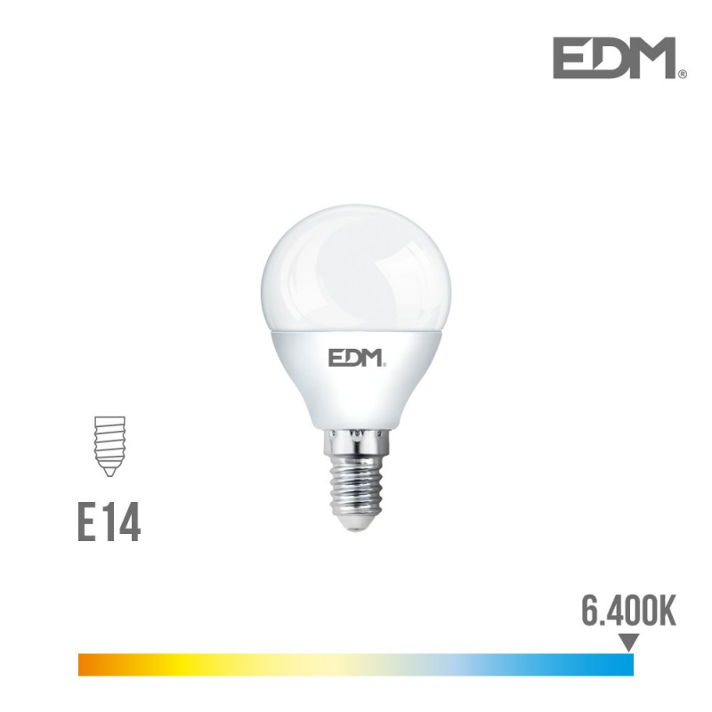 Bombilla esferica led e14 5w 400 lm 6400k luz fria edm