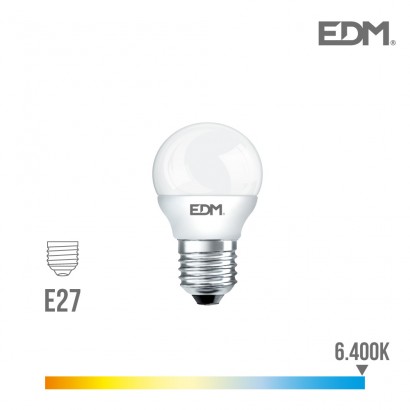 Bombeta esfèrica led e27 6w 500 lm 6400k llum freda edm