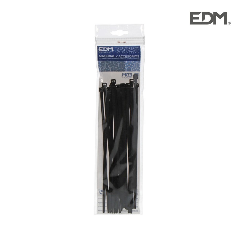 Bridas negras 300x4,8  envasadas (bolsa 25 unid.) edm