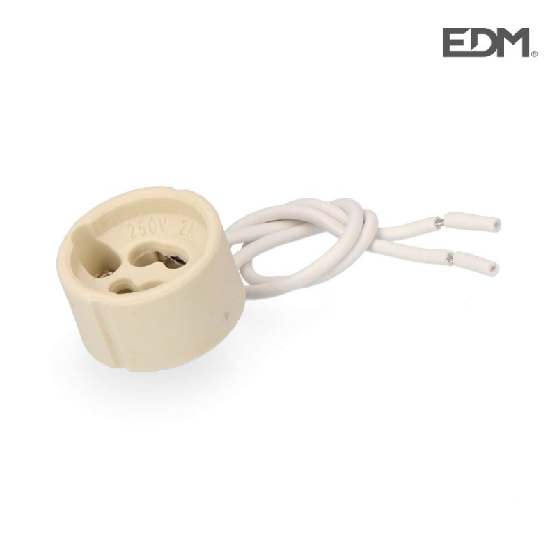 Portalàmpades halògen gu-10 2 a 250 v 15cm cable retractil·lat edm