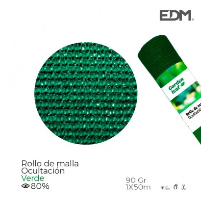 Rollo malla verde 80% 90gr 1x50mts