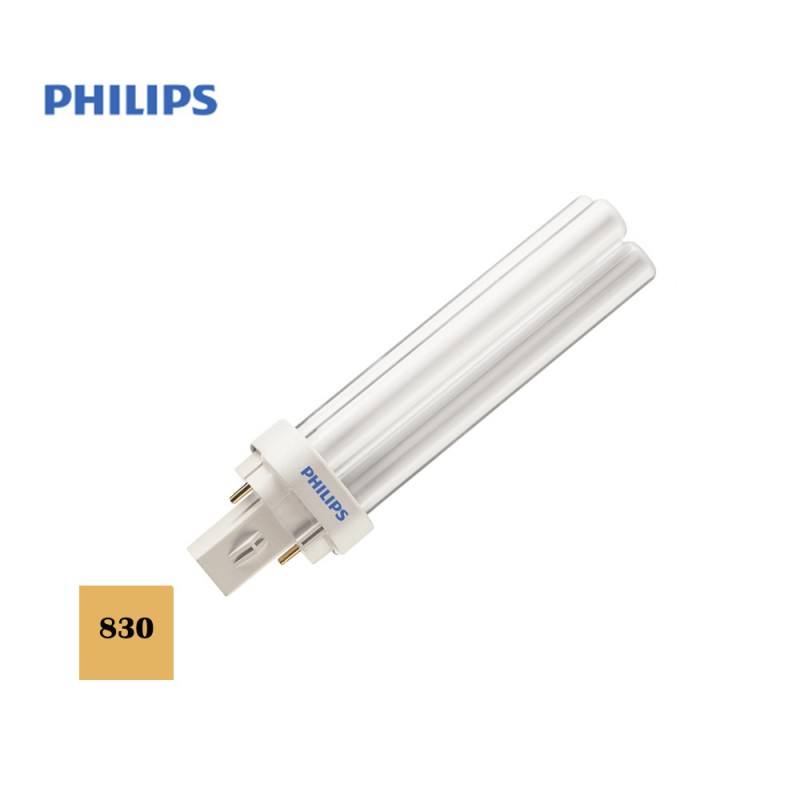 Bombilla bajo consumo lynx 1800 lumens d-26w pl-2 pin 830k luz calida philips